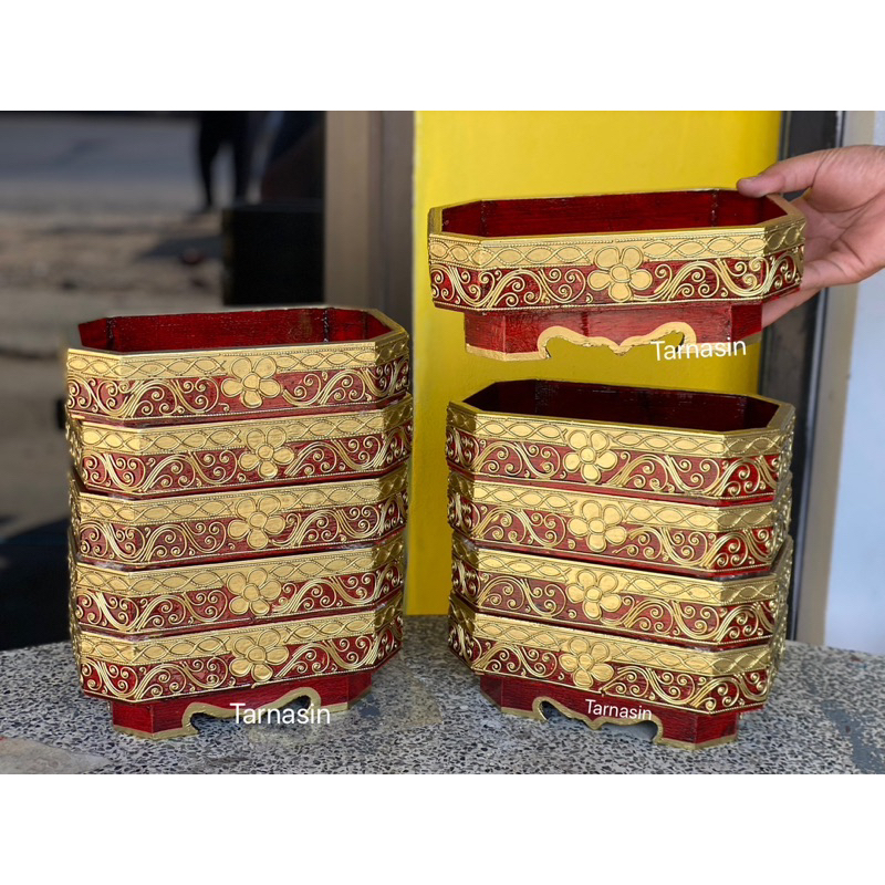 กี๋น้ำชา ถาดวางแก้วน้ำ วางขนม วางผลไม้ ขนาด 14x23x7ซม.