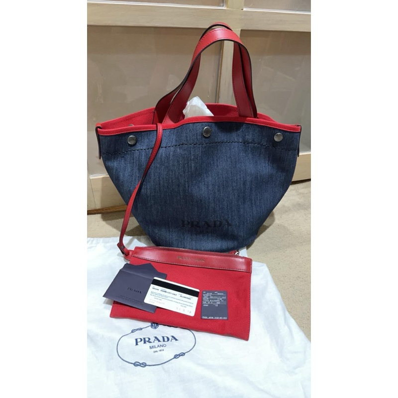 Prada Denim City Calf Blu/Rosso - Limited Japan store