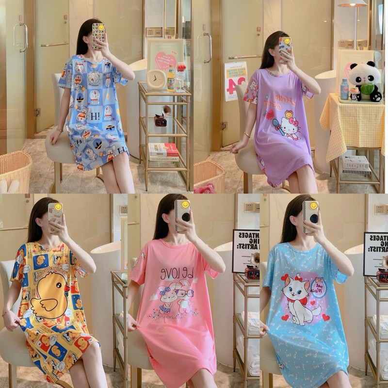 A.กป1/2#ชุดนอนเดรสผู้ใหญ่.รอบอก40นิ้ว.ราคาถูกผ้านิ่มใส่สบาย❤️