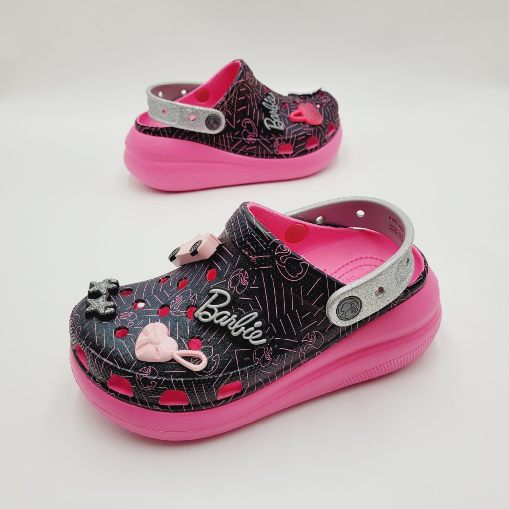 รองเท้าลำลองแฟชั่น สไตล์ Crocs Classic Crush Barbie Clogs