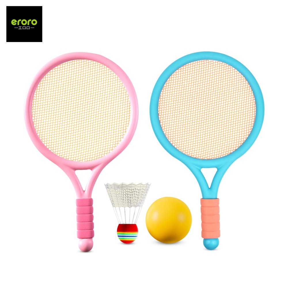 ERORO ไม้เทนนิสเด็ก ขนาดเล็ก ของเล่นEVA เซ็ทไม้เทนนิส 1คู่ สำหรับเด็ก พร้อมลูกบอล