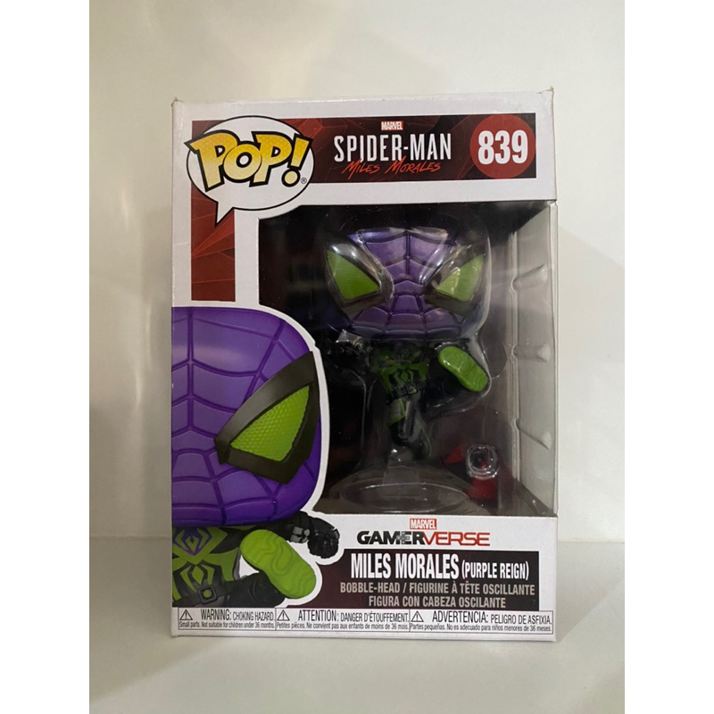 Funko Pop Miles Morales (Purple Reign) Gamerverse Spider Man 839 Damage Box