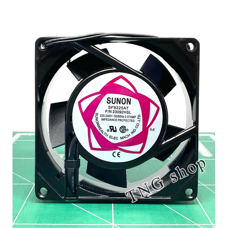 พัดลม 3นิ้วครึ่ง (3"1/2) 92x92x25mm SUNON SF9225AT P/N 23092HSL 220V-240V 50/60Hz 0.07A