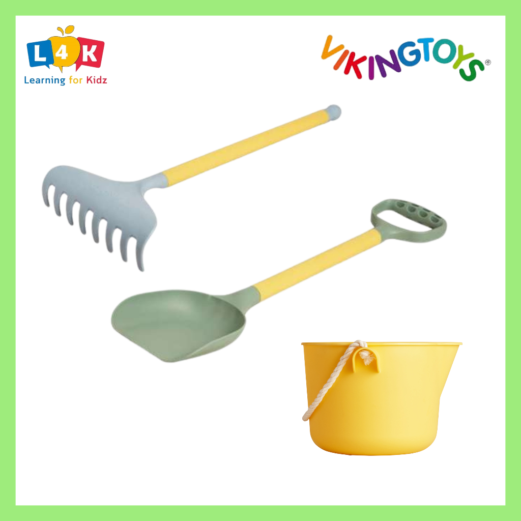 [อายุ 3+] นำเข้าจากสวีเดน ของเล่นพรั่ว+คราด+ถังทรงเหยือกขนาดใหญ่ [Viking Toy]