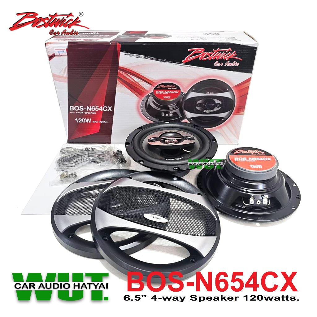 BOSTWICK ลำโพงรถยนต์ เสียงกลางแหลม 6.5นิ้ว แกนร่วม 4ทาง 120 Watts.วัตต์ Bostwick BOS-N654CX