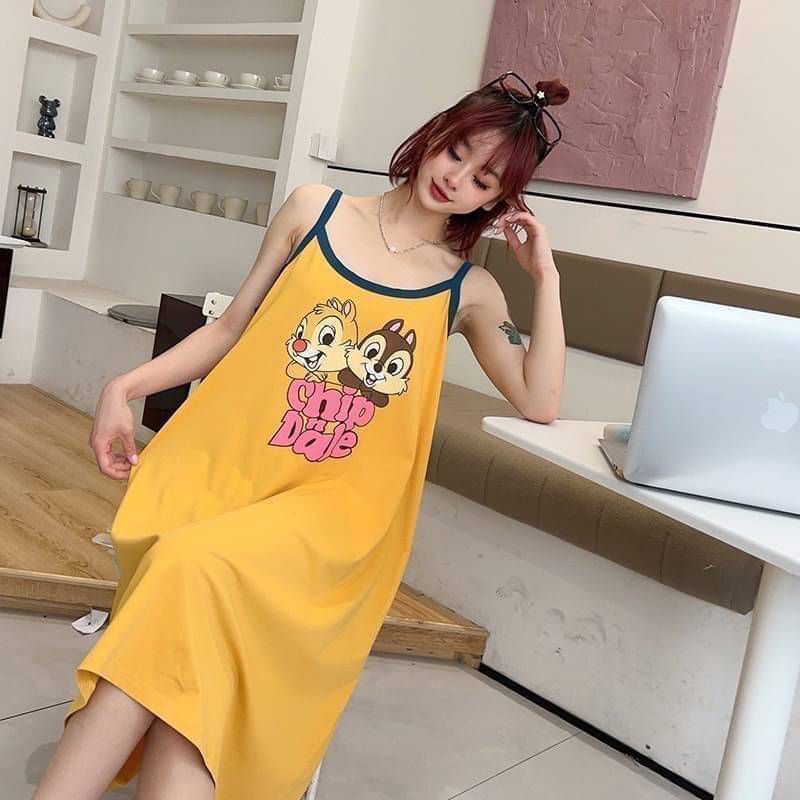 ชุดนอน Chip n Dale เดรสผ้าฝ้ายคอตตอน