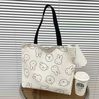 กระเป๋าผ้ามินิมอล 6 ลายสกรีน ขนาด 39x35cm กระเป๋า Tote Bag（yoloo）