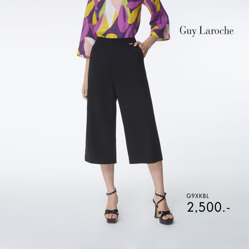 Guy Laroche woman's work pants Jubilee Petite กางเกงทำงานผู้หญิง ขาครอป สีดำ G9XKBL