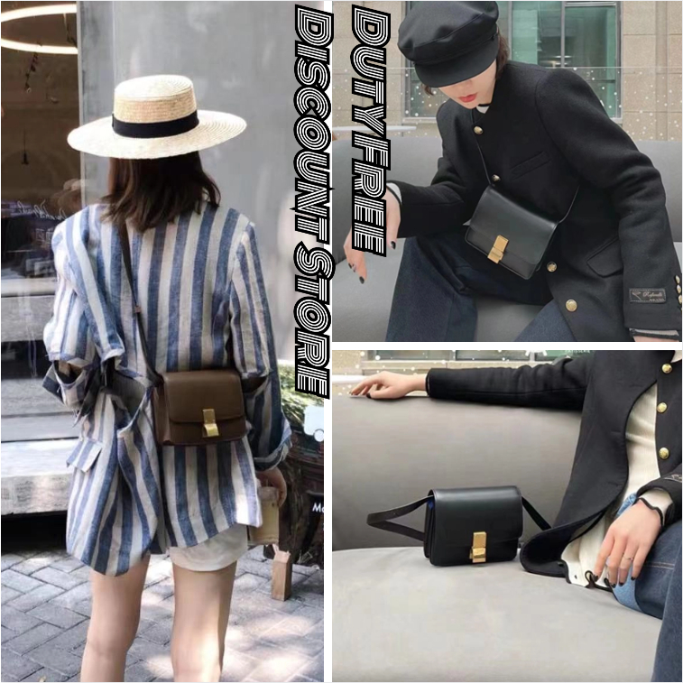 Celine/Classic box series/ขนาดเล็ก/หนังวัว/กระเป๋าสี่เหลี่ยม/กระเป๋าสะพายข้าง/กระเป๋าสะพาย