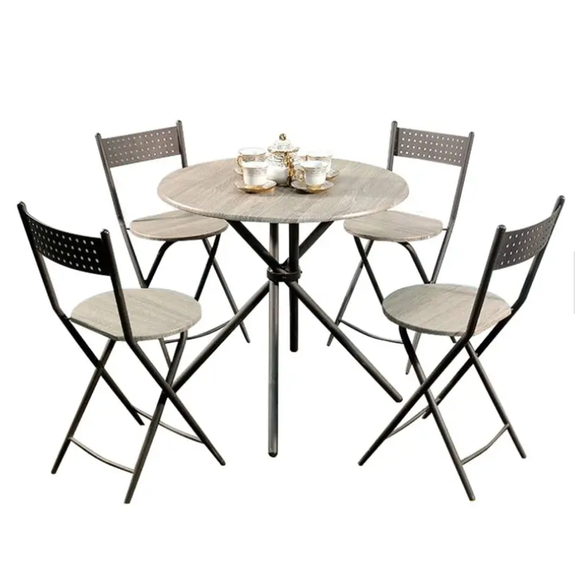 DELICATO ชุดโต๊ะอาหาร 4 ที่นั่ง รุ่น HY1Z4Y โต๊ะ: 80x80x77 ซม. เก้าอี้:34x37x83.5 ซม. สีน้ำตาลอ่อน