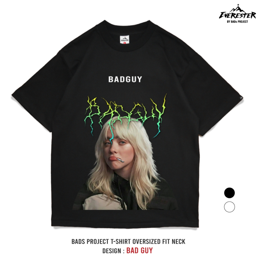 EVERESTER เสื้อคอฟิต อก 44"- 52" Heavy Cotton 100 % / เสื้อยืดผู้ชาย Oversized รุ่น Bad Guy Black / EXP