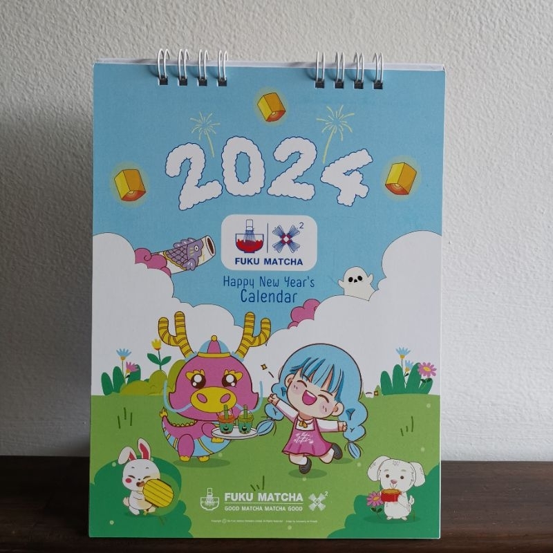 ปฏิทิน2567 ปฎิทินตั้งโต๊ะ Fuku Matcha   พร้อมส่ง รูป​การ์ตูน​น่ารัก calendar​2024
