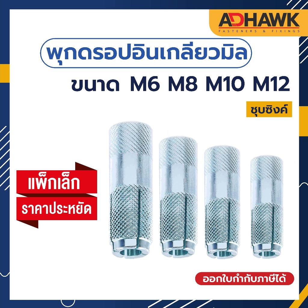 พุก ดรอปอิน ชุบซิงค์ขาว แพ็ก20 ตัว ขนาด M6,M8,M10,M12 พุกตอก,พุกระเบิด เกลียวมิล ราคาประหยัด!