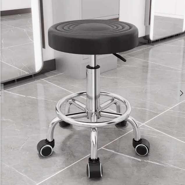 PULITO เก้าอี้บาร์หัวกลม ปรับระดับความสูงได้ มีล้อเลื่อน รุ่น Nifty-BK 45×45×63 ซม. สีดำ