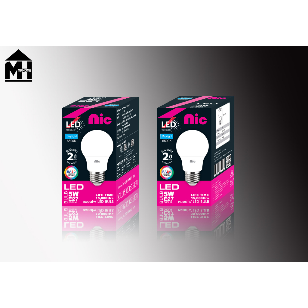 หลอดไฟ LED Nic (แสงไฟขาว) 5W 7W 9W 12W 20W 25W 30W 40W