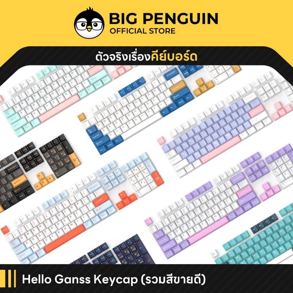 [โค้ดคุ้มลด 20%] Keycap Hello Ganss Keycap คีย์แคปภาษาไทย Premium PBT Double shot Cherry Profile hel