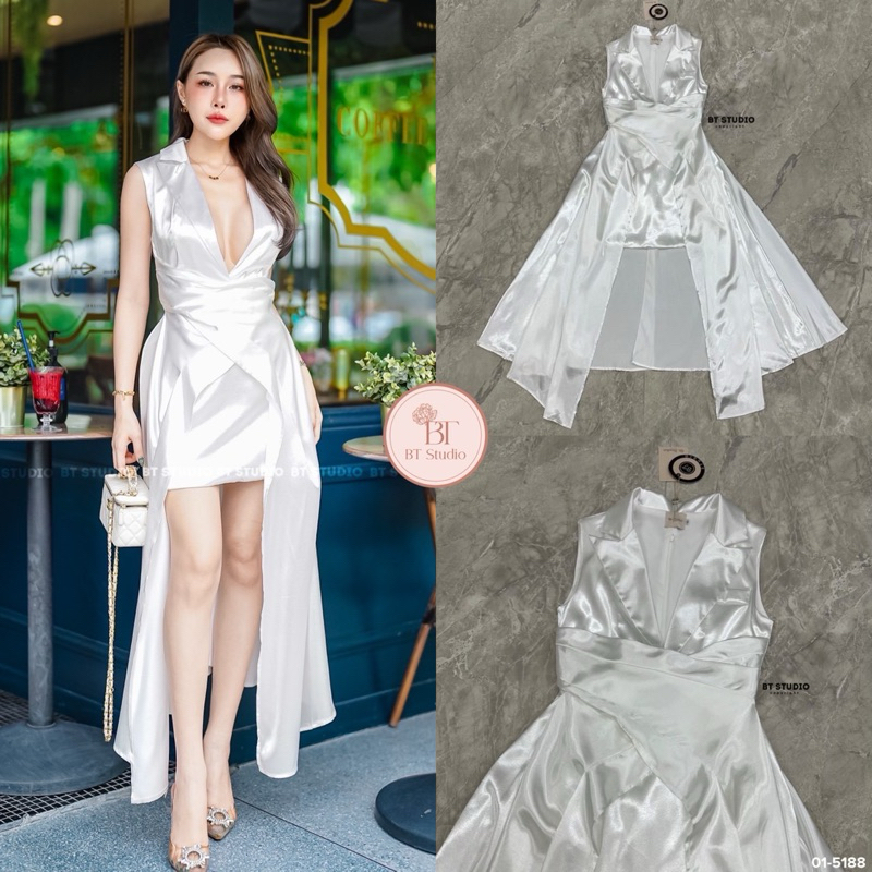 BT studio เดรสสีขาว ชุดถ่ายพรีเวดดิ้ง#01-5188