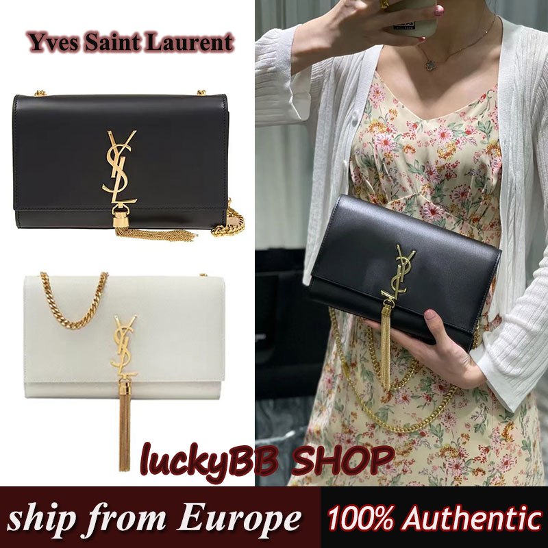 YSL Yves Saint Laurent kate กระเป๋าสะพายข้าง/พู่ กระเป๋าแมสเซนเจอร์ YSL BAG ของแท้100%