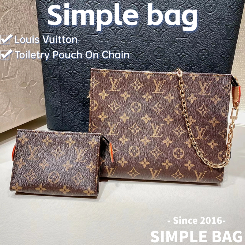 🍑หลุยส์วิตตอง Louis Vuitton Toiletry Pouch On Chain Shoulder bag LV กระเป๋า