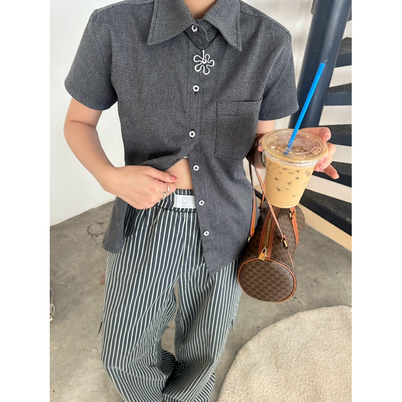 Jan shirts jeans เสื้อยีนส์ผูกโบว์ พร้อมส่ง