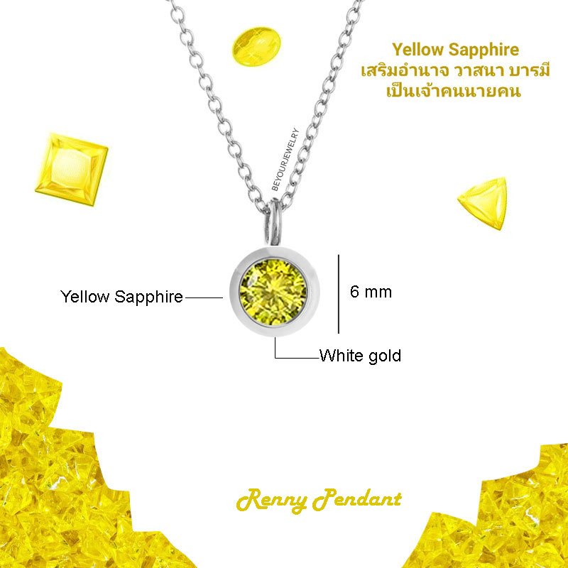 ปังเวอร์ Renny pendant - จี้พลอยมินิมอล แบบหุ้มขอบ เสริมดวง พร้อมสร้อยคอ ไม่ลอก ไม่ดำ ไม่แพ้