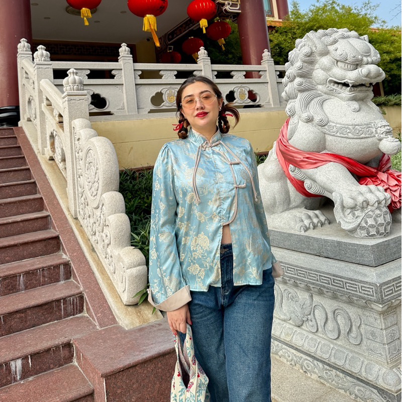 Lady M | Chinese New Year shirt เสื้ิอแขนยาวสาวอวบ เสื้อตรุษจีนใส่ไปรับเงินเริ่ดๆ