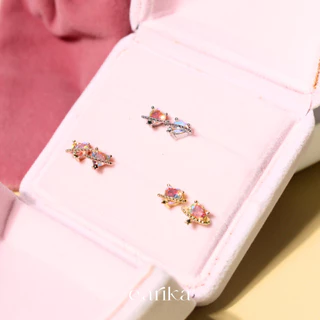 earika.earrings - hologram heart planet stud ต่างหูแป้นทับรูปดาวเสาร์โฮโลแกรม มี 3 สี เงินแท้ เหมาะสำหรับคนแพ้ง่าย