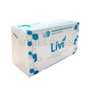 Livi กระดาษเช็ดมือ หนา 2 ชั้น บรรจุ 250 แผ่น จำนวน 24 ห่อ, 1 ลัง ผลิตจากเยื่อกระดาษบริสุทธิ์ 100%
