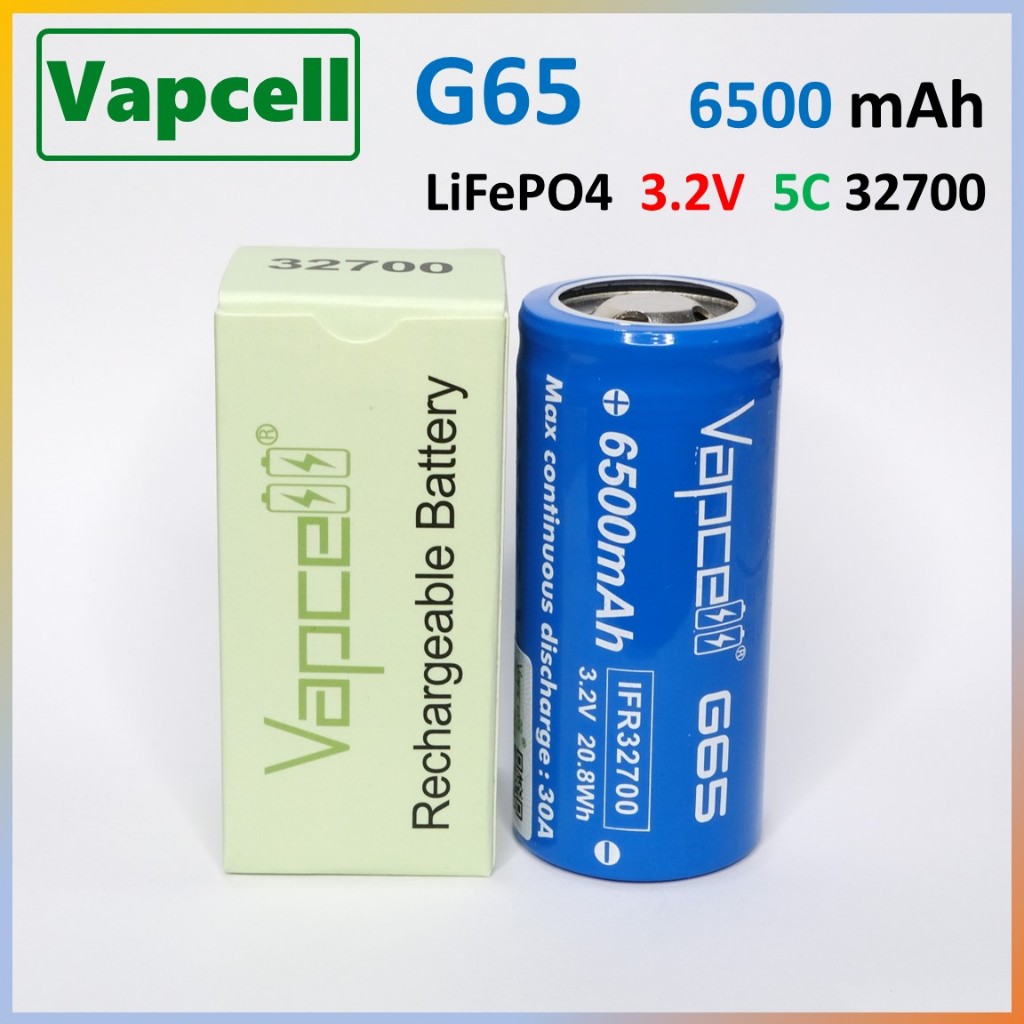 [ รุ่นใหม่ ] ถ่านชาร์จVapcell G65 LiFePO4 3.2V 6500mAh แบตเตอรี่ 32700 ของใหม่แท้ 100%