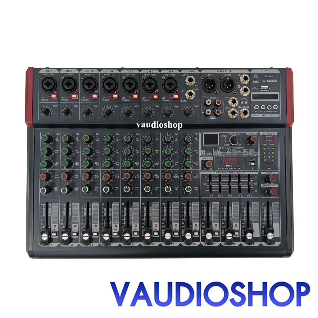 NTS PM-9 (Bluetooth, USB) Power Mixer เพาเวอร์มิกเซอร์ 9 แชนแนล เอ็นทีเอส Power Mixer PM9