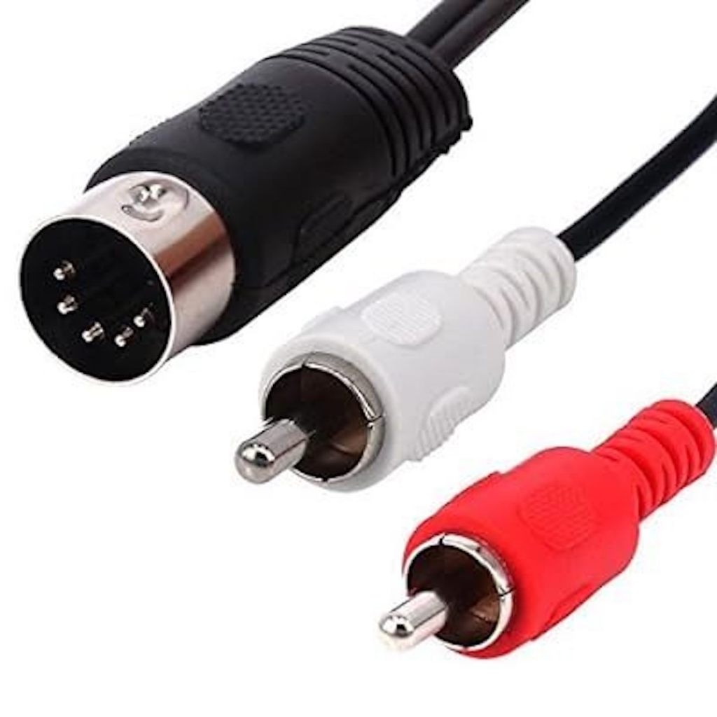 DIN 5 Pin to RCA Cable,Qaoquda 20 Inch 5-Pin Din Male Plug to 2 RCA Male