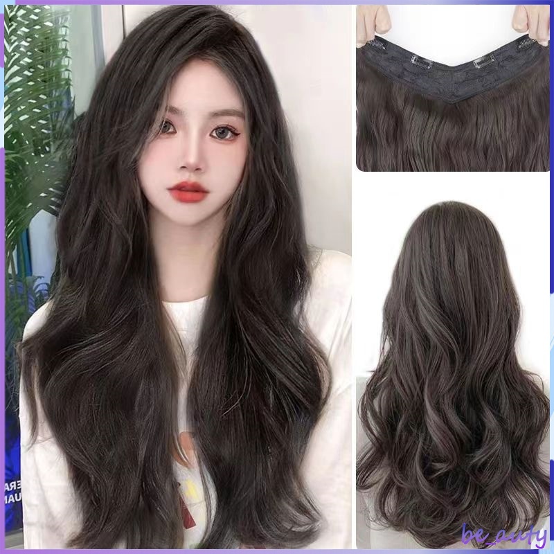 วิกผมยาว ผมหยิก/ตรง 60cm สีเทานม สีผมยอดนิยม วิกผมมีกิ๊บติดผมให้สวมใส่ง่าย เนื้อสัมผัสดี