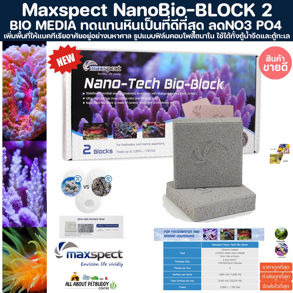 Maxspect Nano-Tech BIO-BLOCK ที่อยู่อาศัยของแบคทีเรียในระบบตู้ปลา บ่อปลา ลดแอมโมเนีย Bio media ลดแอมโมเนีย NO2 NO3 PO4