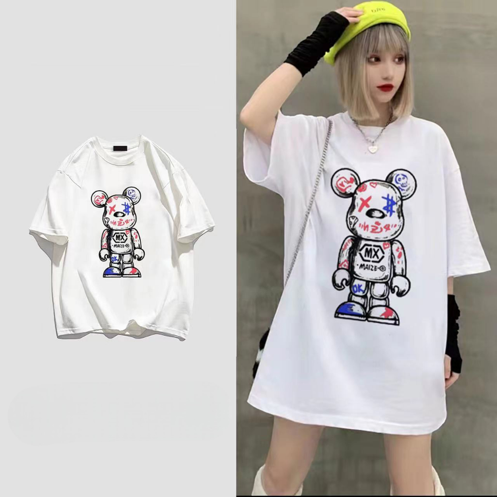 ES.SHOP28 เสื้อยืดแขนสั้นแฟชั่น oversized คอกลมผู้หญิง อเวอร์ไซส์เกาหลี ฮิปฮอป แฟชั่นวัยรุ่น วินเทจ ES12