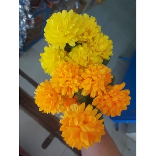 ✅(ถูกที่สุด พร้อมส่ง) ดอกไม้ปลอม ช่อดอกดาวเรือง 7 ดอก มีสีเหลืองอ่อนและสีเหลืองเข้ม (1 ช่อมี 7 ดอก)
