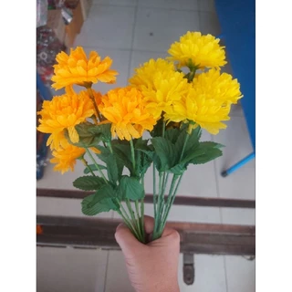 ✅(ถูกที่สุด พร้อมส่ง) ดอกไม้ปลอม ช่อดอกดาวเรือง 7 ดอก มีสีเหลืองอ่อนและสีเหลืองเข้ม (1 ช่อมี 7 ดอก)