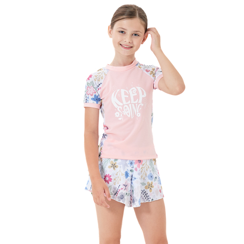 KIDSZONE ชุดว่ายน้ำเด็กโต ชุด 2 ชิ้น เสื้อ+กางเกงมีซับ รุ่น 3562