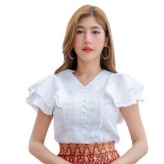 ‼️New​ 🎉เสื้อลูกไม้แขนระบาย​ (เฉพาะเสื้อเท่านั้น)​ มีเก็บปลา…