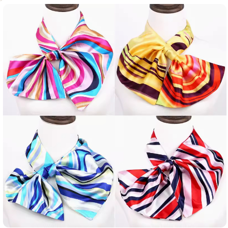 ผ้าพันคอยูนิฟอร์ม ผ้าพันคอสำเร็จรูป ผ้าไหมซาติน(พร้อมส่ง)