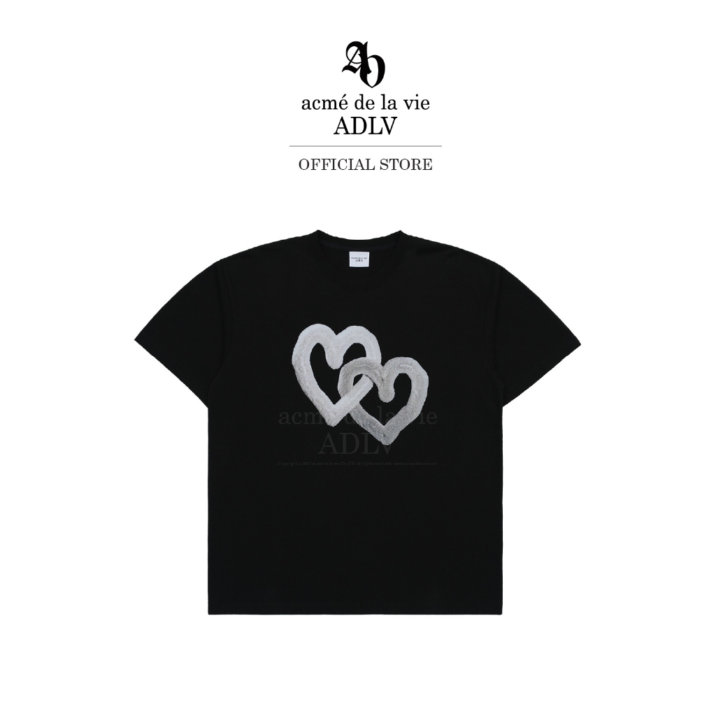 ADLV เสื้อยืด Oversize Fuzzy Heart Artwork Short Sleeve T-Shirt Black Black (50111SHTSSUF3BKXX)