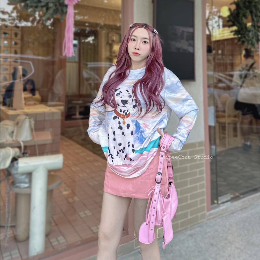 “Korea Oversize” เสื้อโอเวอร์ไซส์แขนยาว พิมพ์ลายน้อง Dalmatian เนื้อผ้ามัดย้อม สกรีนฝังผ้าไม่หลุดไม่ลอก ราคา ถูกที่สุด ดีลบีเคเค แกลเลอรีภาพที่ 5
