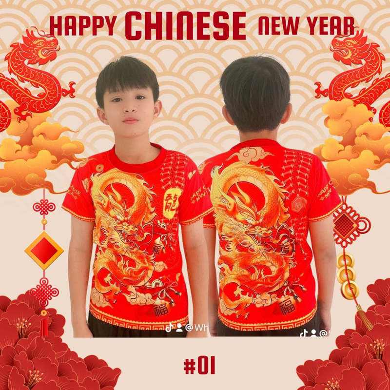 พร้อมส่ง เสื้อตรุษจีนผ้าไมโคร ใส่สบาย 2-9ขวบใส่ได้