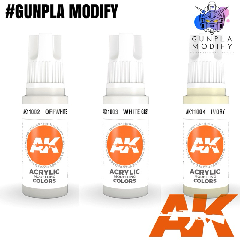 AK Interactive 3G สีอะคริลิคสูตรน้ำ 17 ml Off White, White Grey, Ivory