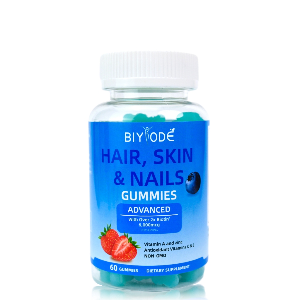 BIYODE Hair skin&Nails biotin ป้องกันผมร่วง ผมแข็งแรง ผิวขาว การเจริญเติบโตของเล็บ อาหารเสริม 6000mcg