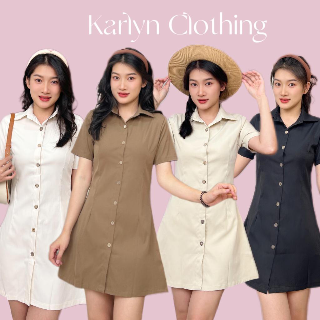 【Karlyn】 ชุดมินิเดรส คอปก กระดุมหน้า ลุคสาวเรียบร้อยๆ ใส่ทำงาน ใส่เที่ยว ถ่ายรูปสวยๆ #FZ-SM-F30