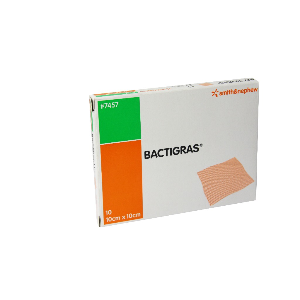 Bactigras 10 x 10 cm แผ่นแปะกันแผลติด 10 แผ่น / 1 กล่อง