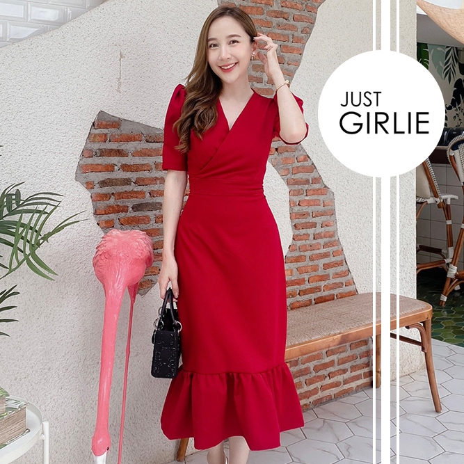 Sherlyn Dress ชุดเดรสยาว เดรสสีพื้น ทรงหางปลา มีไซส์SML