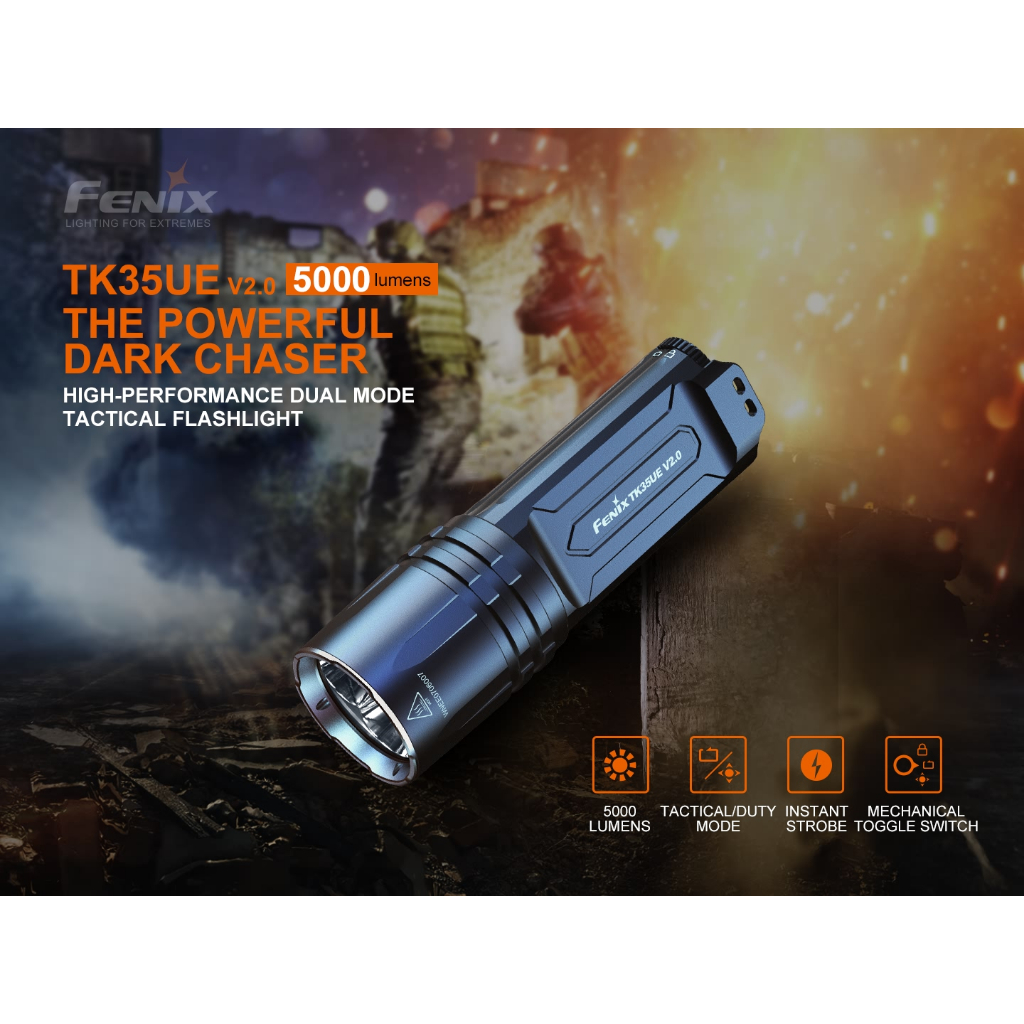 ไฟฉายFENIX TK35 UE V2.0 สว่าง 5000 LUMENS ส่องไกล 400 เมตร