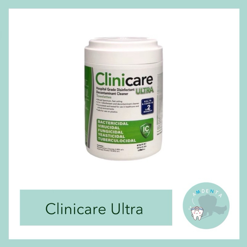 ยกลัง 12 กระปุก * Clinicare Ultra กระดาษฆ่าเชื้อ Hospital Grade