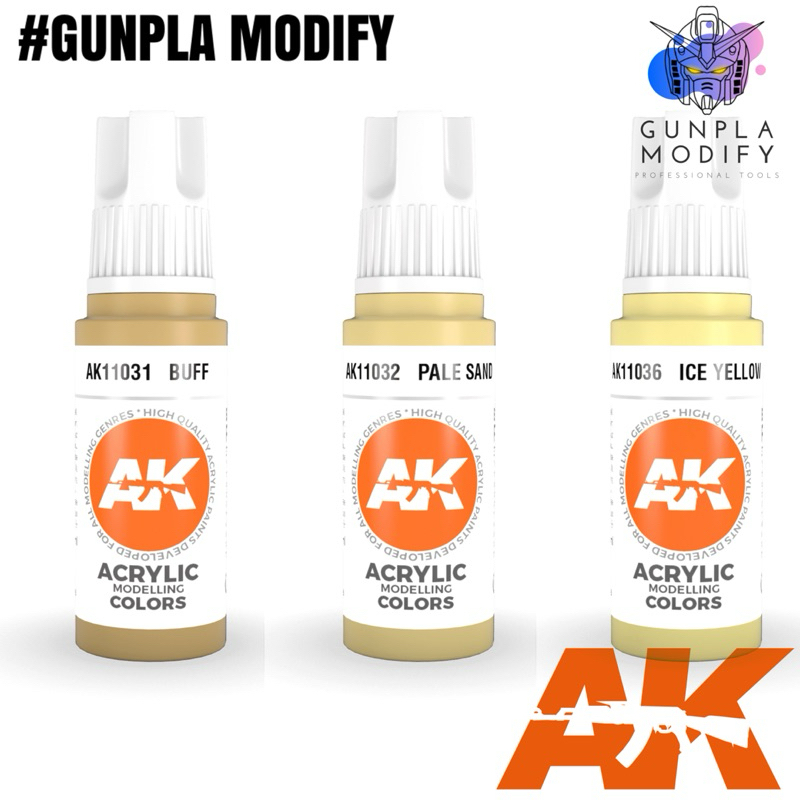 AK Interactive 3G สีอะคริลิคสูตรน้ำ 17 ml Buff, Pale Sand, Ice Yellow